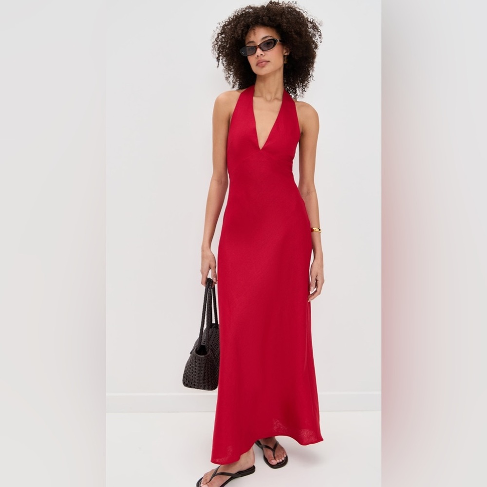Reformation Red Halter Maxi Dress - Picture 5 of 11
